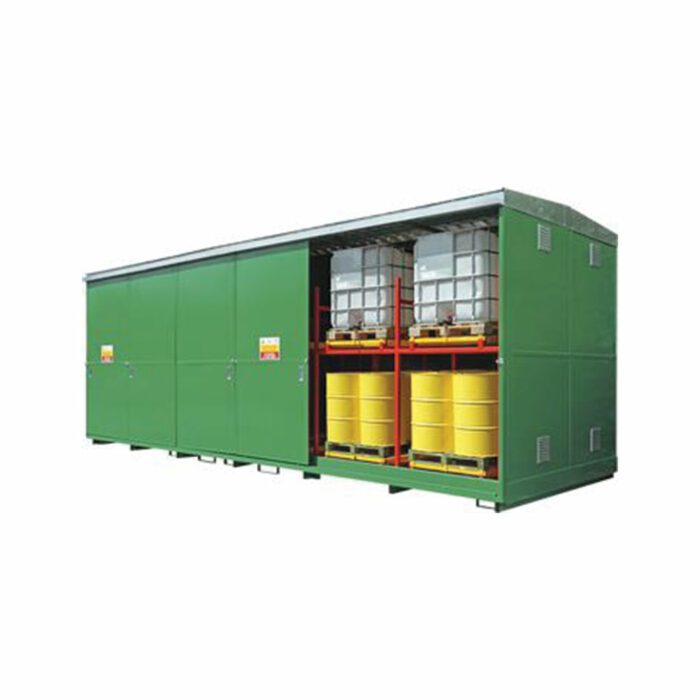 SC3017 Dual Purpose Pushback Bunded Storage Unit 96 Drum 24 IBC